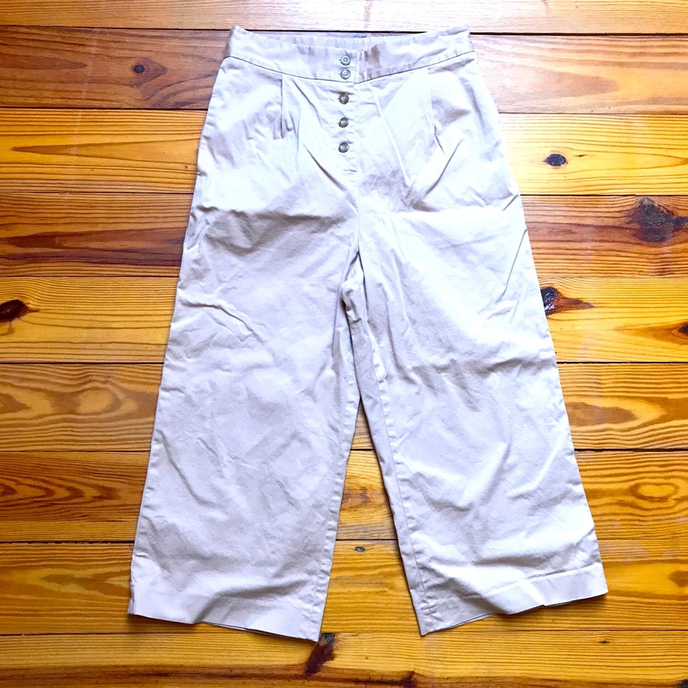 Cremieux Cream Khaki Wide Leg Pants, EUC, 8